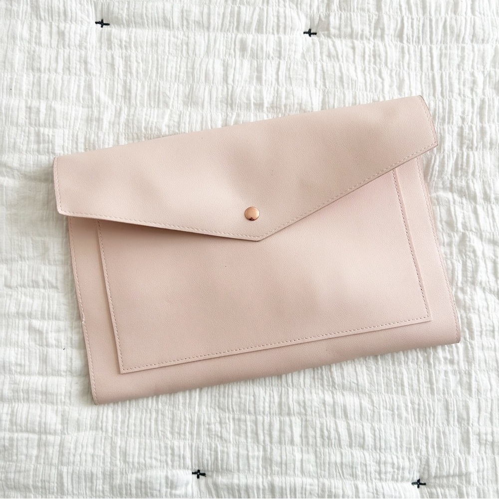 NEW Glass Ladder & Co Marilyn Blush Pink Faux Leather Large Organizer Clutch